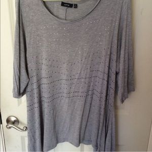 Gray tunic top with sparkly silver studs